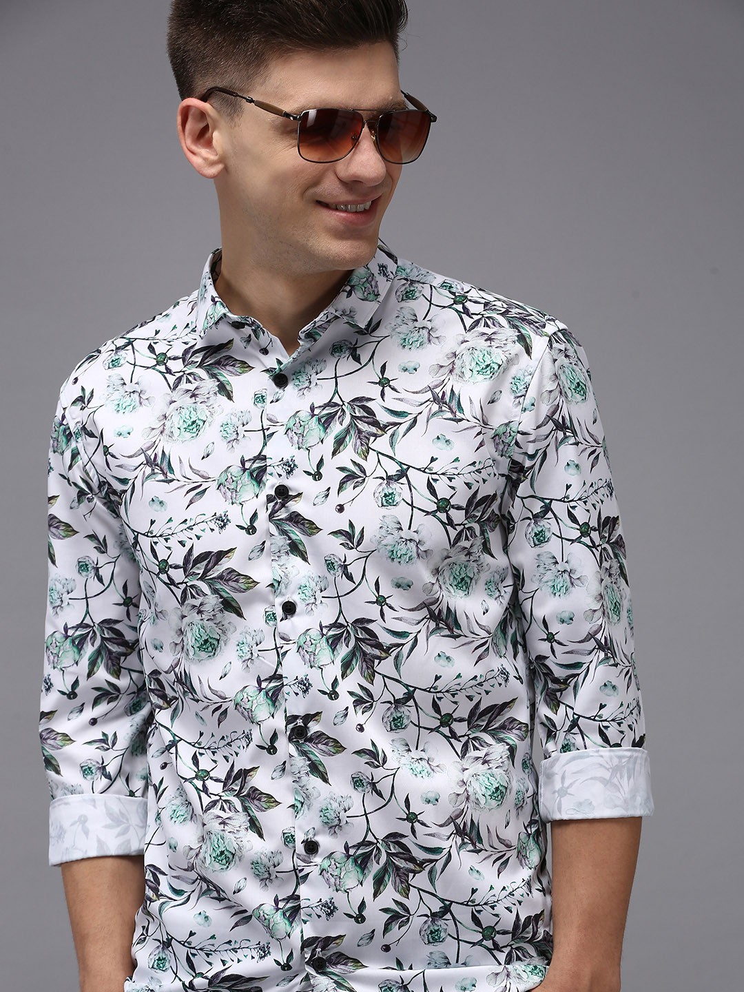 

SHOWOFF Men White Comfort Floral Printed Cotton Casual Shirt