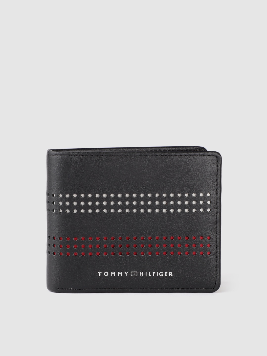 

Tommy Hilfiger Men Black Textured Leather Two Fold Wallet