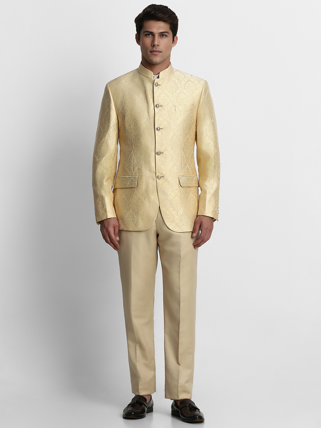 

Louis Philippe Men Self Design Regular Fit Party Suit, Beige