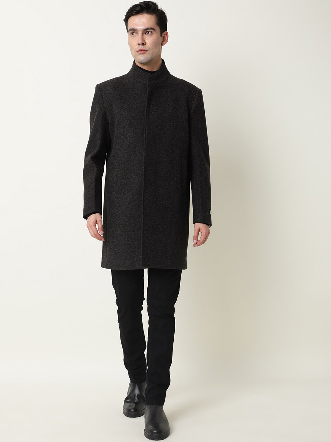 

RARE RABBIT Men Ruco Slim Fit Longline Jacket, Black