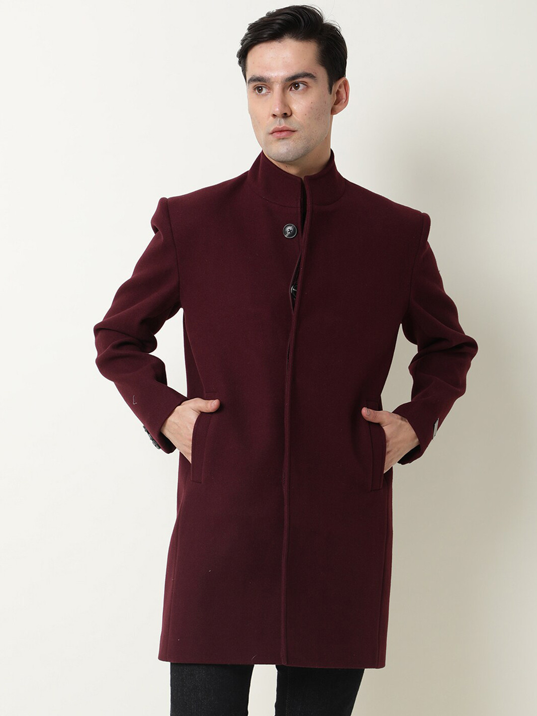 

RARE RABBIT Men Ruco Slim Fit Longline Jacket, Maroon
