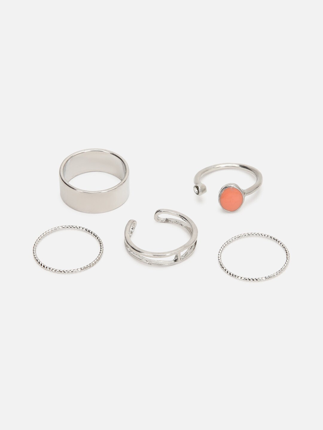 

FOREVER 21 Set Of 5 Silver-Toned Adjustable Finger Ring