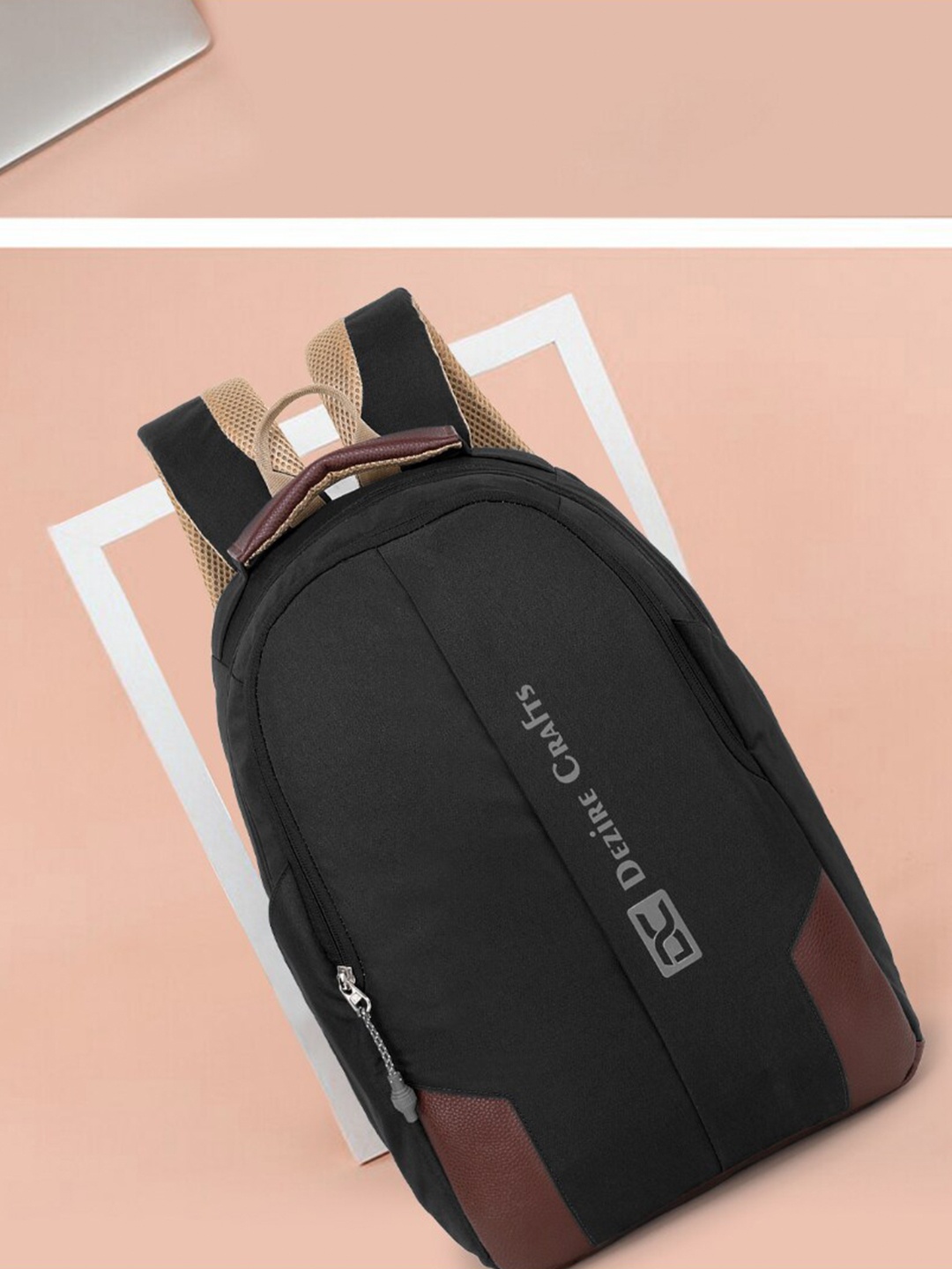 

Dezire Crafts Unisex Black & Brown Solid Backpack