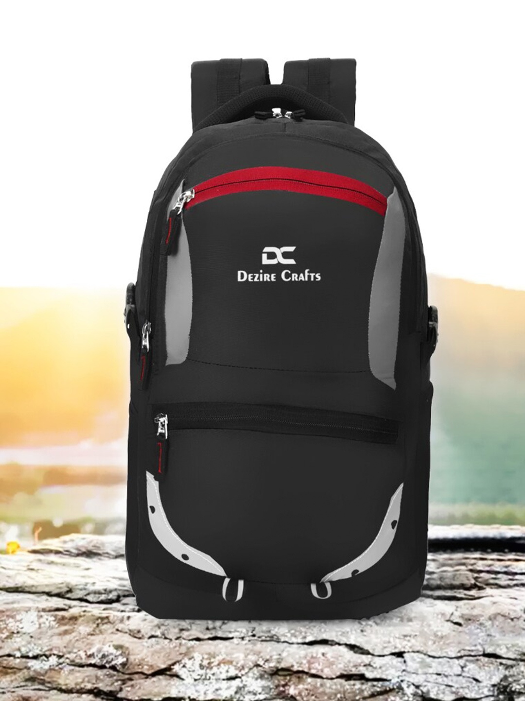 

Dezire Crafts Unisex Black & Grey Backpack with Reflective Strip