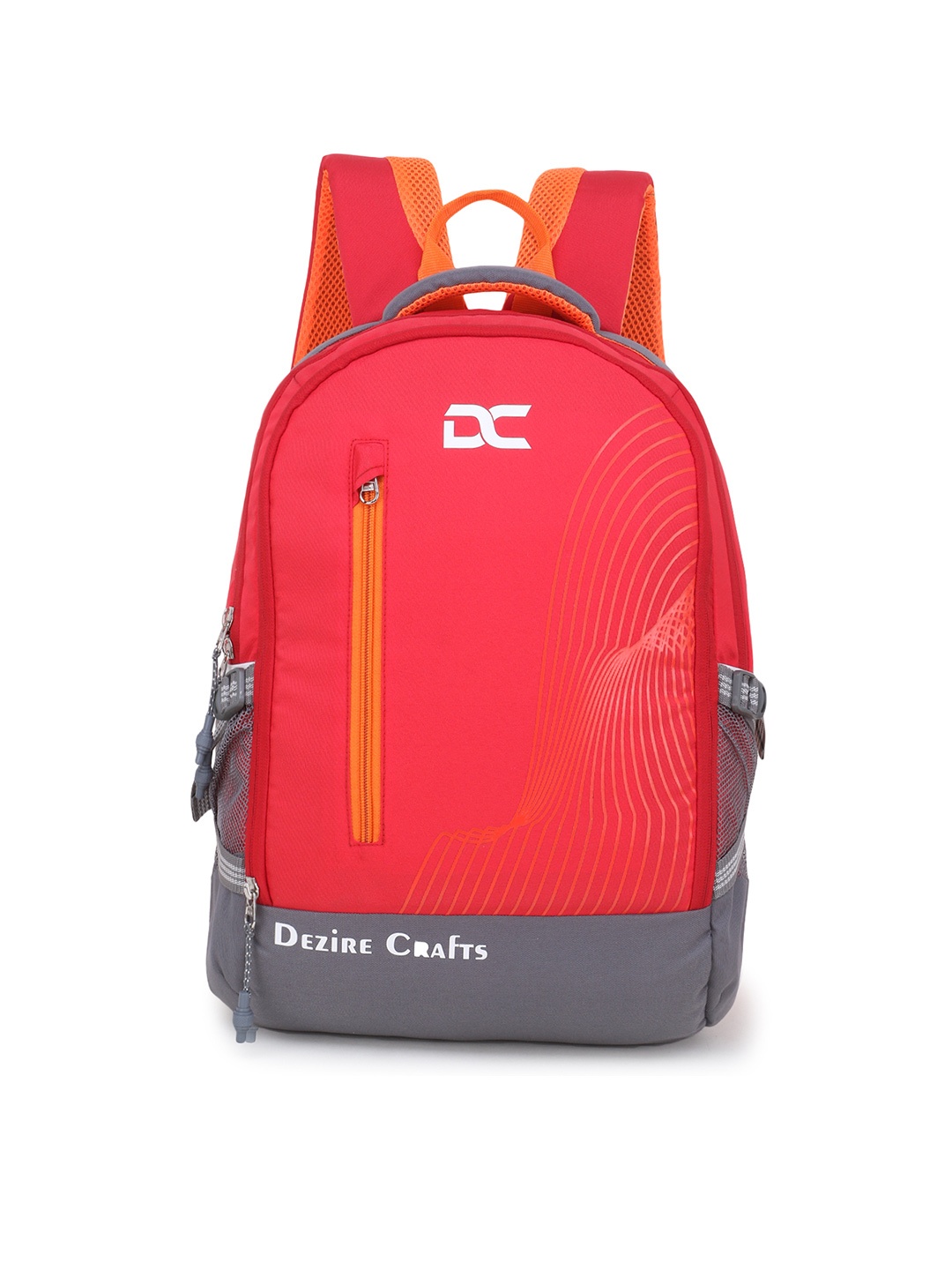 

Dezire Crafts Unisex Red & Grey Solid Backpack