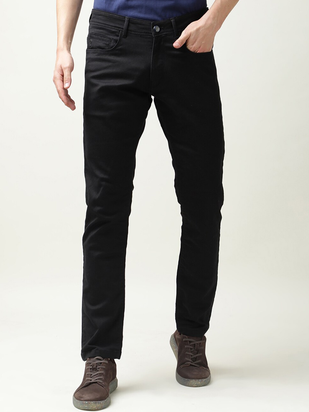 

RARE RABBIT Men Nairobi Regular Fit Cotton Jeans, Black