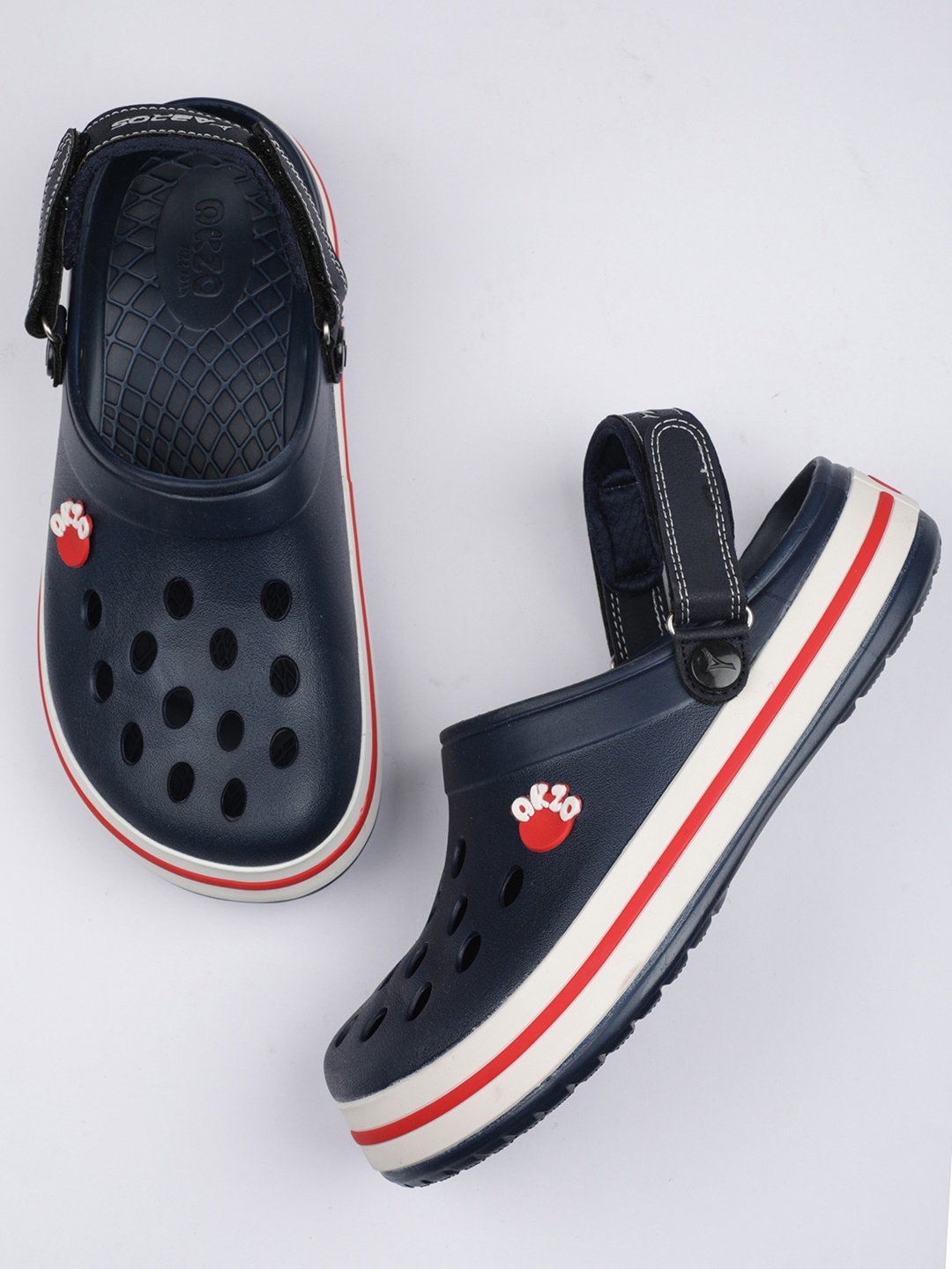 

ABROS Men Navy Blue & White Rubber Clogs
