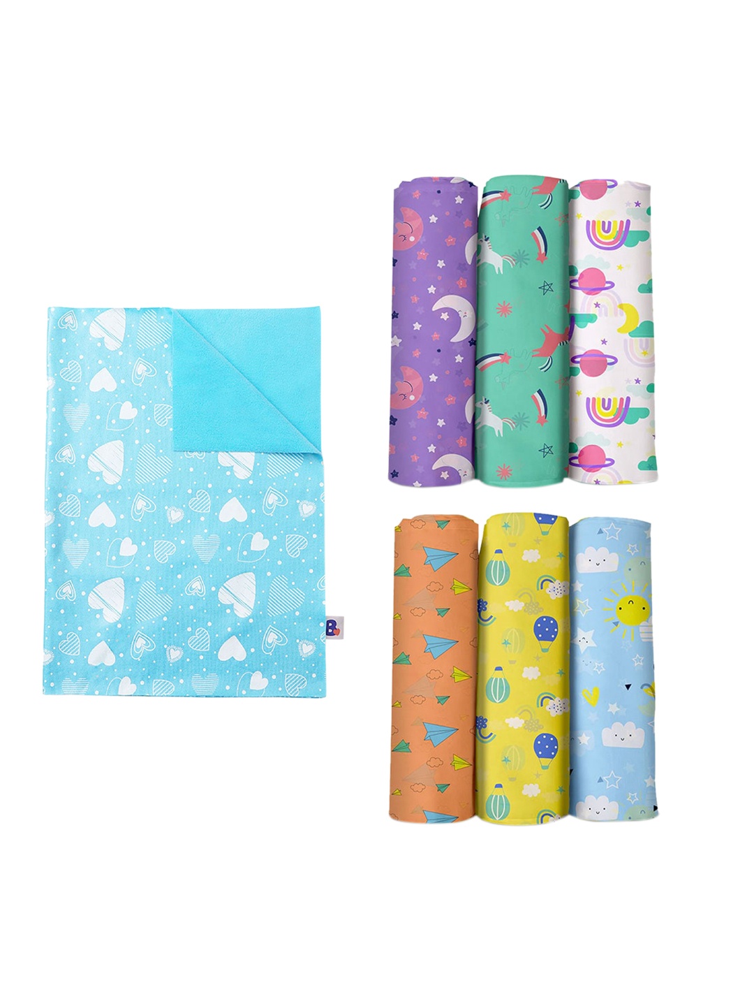 

SuperBottoms Infants Set of 7 Sustainable Pure Cotton Swaddles, Multi