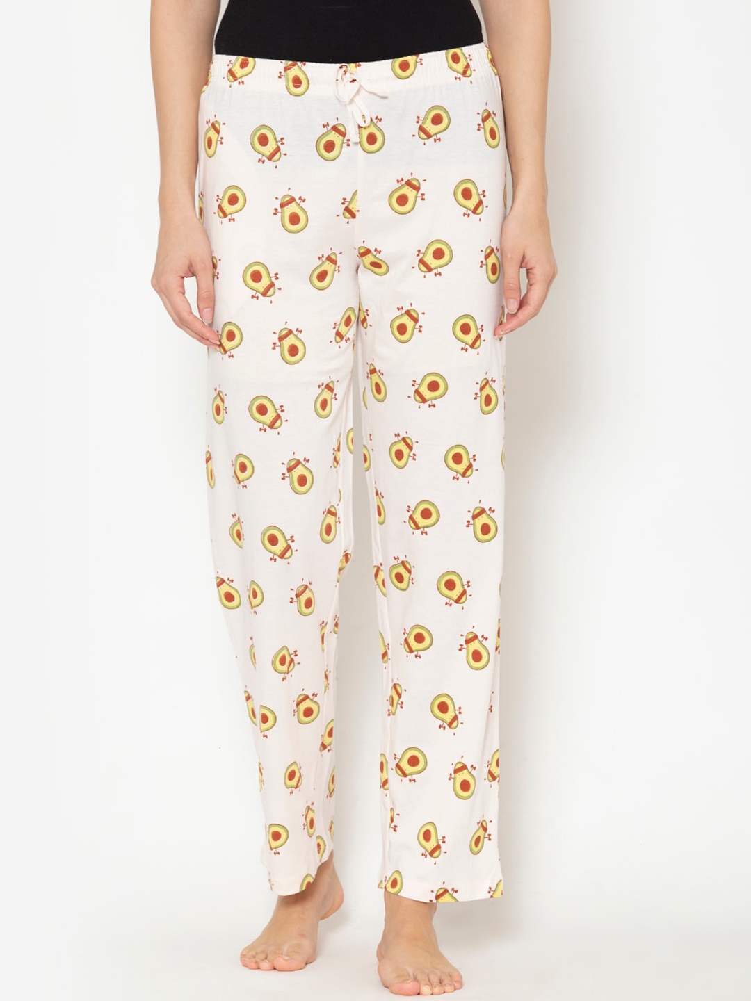 

Lounge Dreams Women Printed Pure Cotton Lounge Pants, Off white
