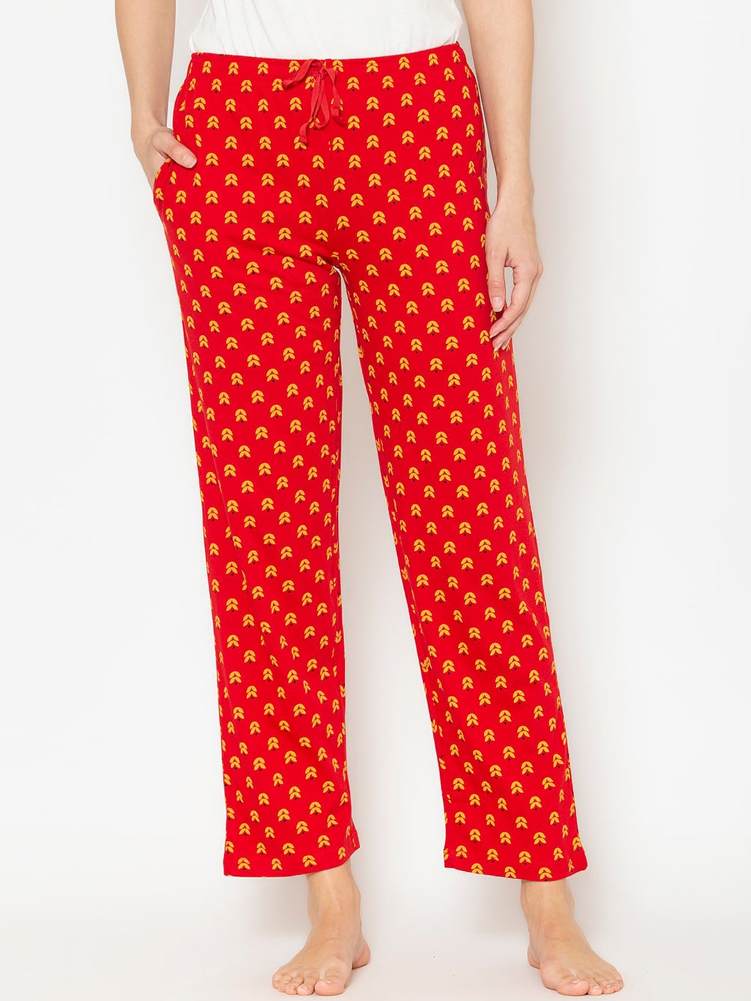 

Lounge Dreams Women Printed Pure Cotton Lounge Pants, Red