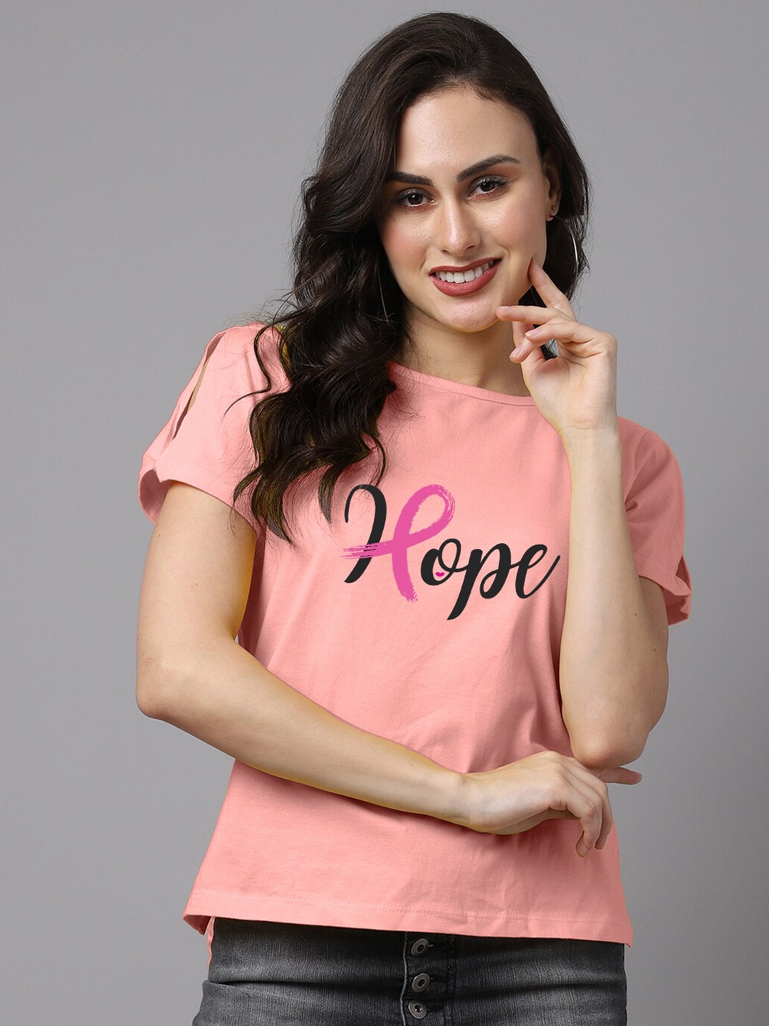 

Friskers Coral & Black Pure Cotton Printed Top