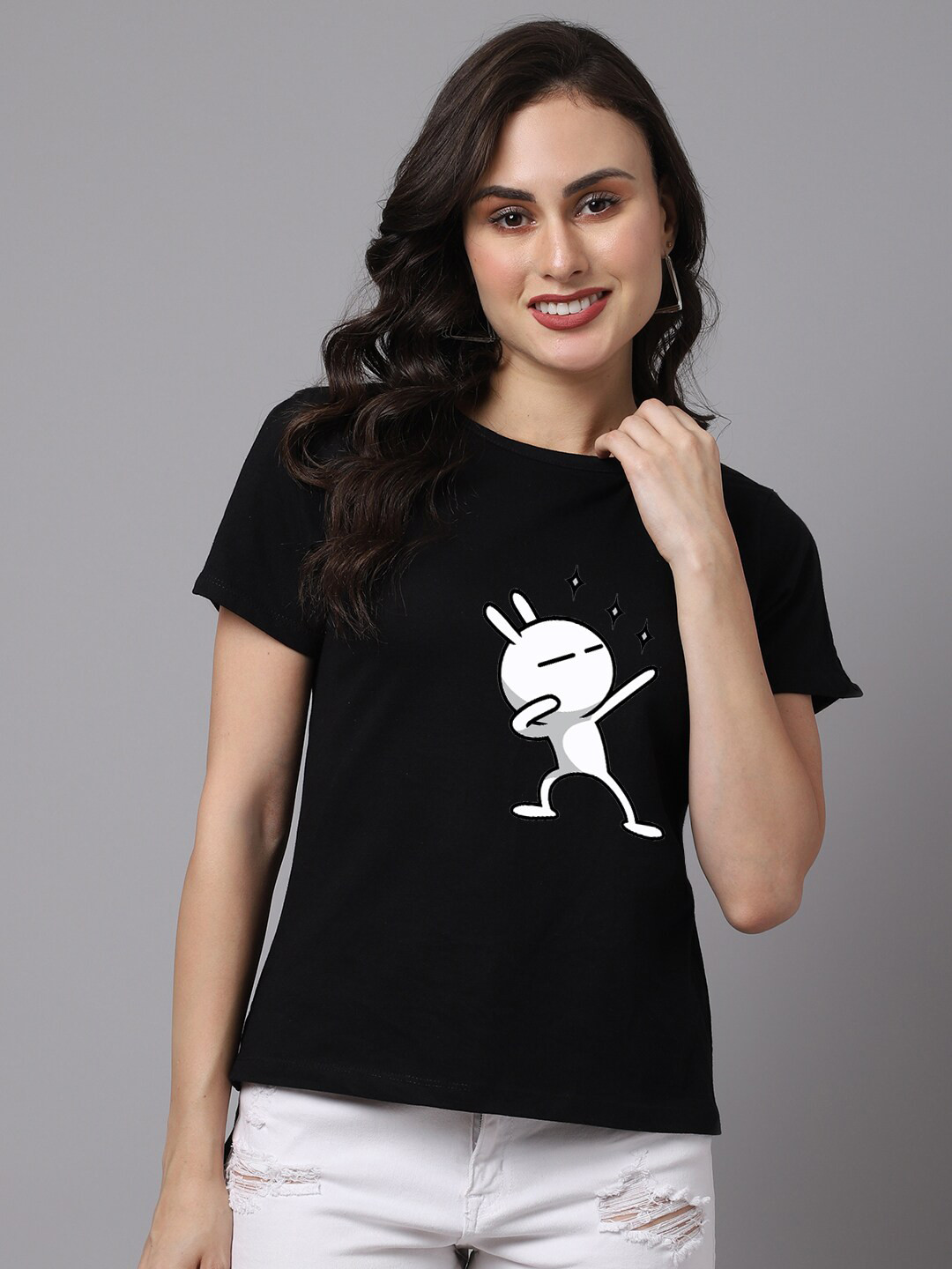 

Friskers Black & White Pure Cotton Printed Pure Cotton Top