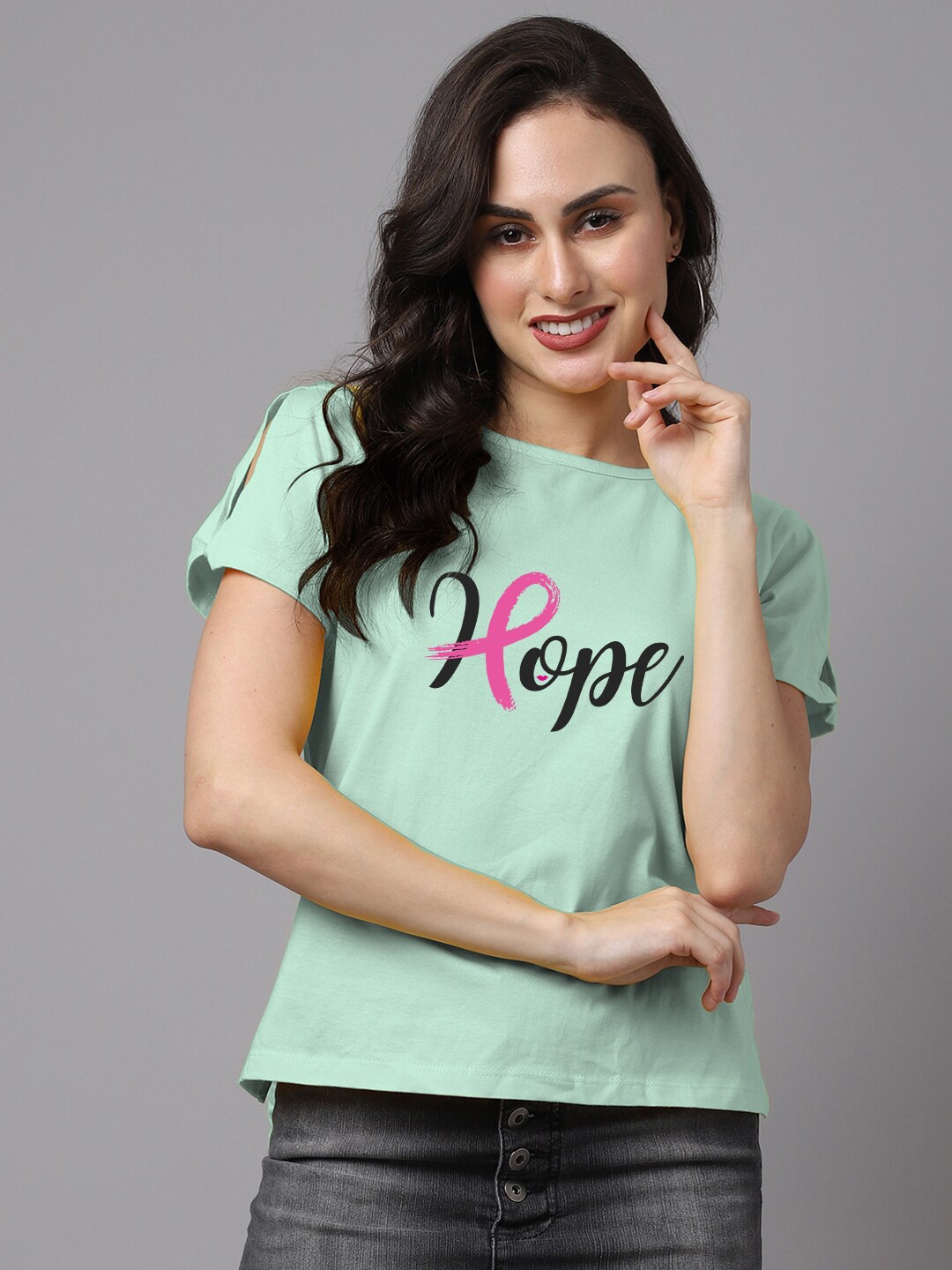 

Friskers Green & Black Pure Cotton Printed T-shirt Style Top