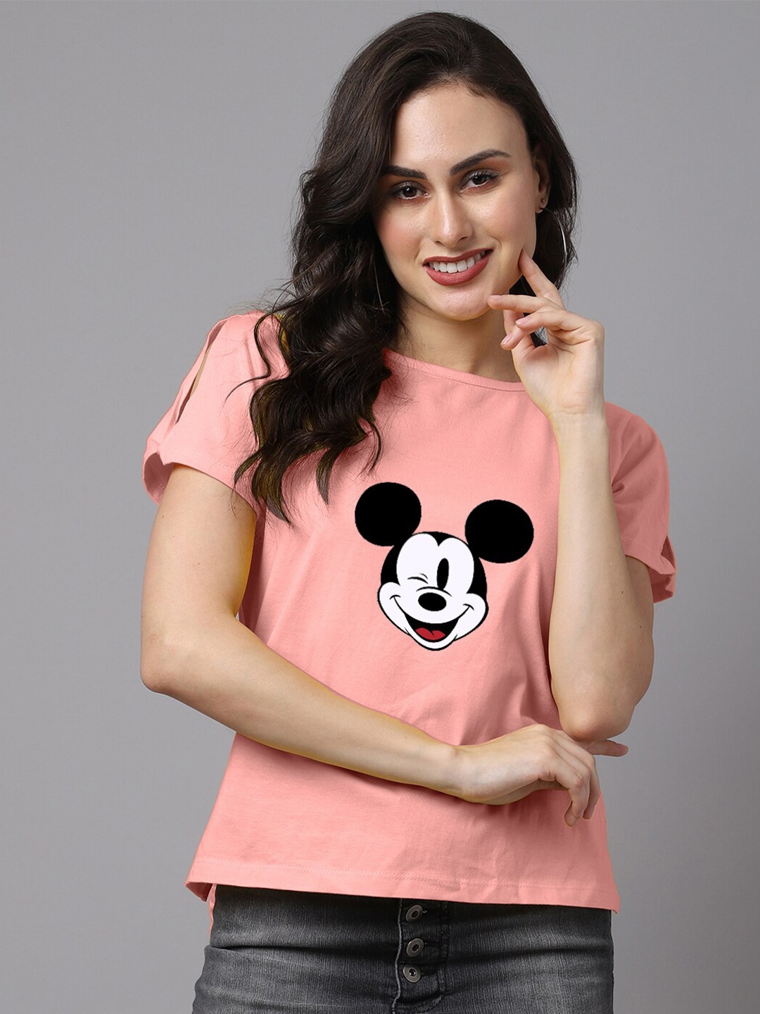 

Friskers Coral Slit Sleeves Pure Cotton Top