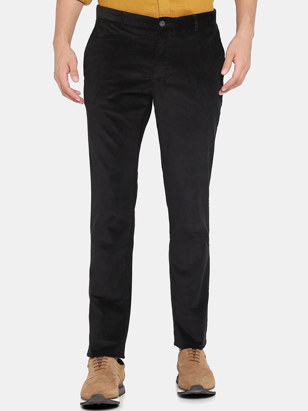 

Blackberrys Men Black Slim Fit Low-Rise Trousers