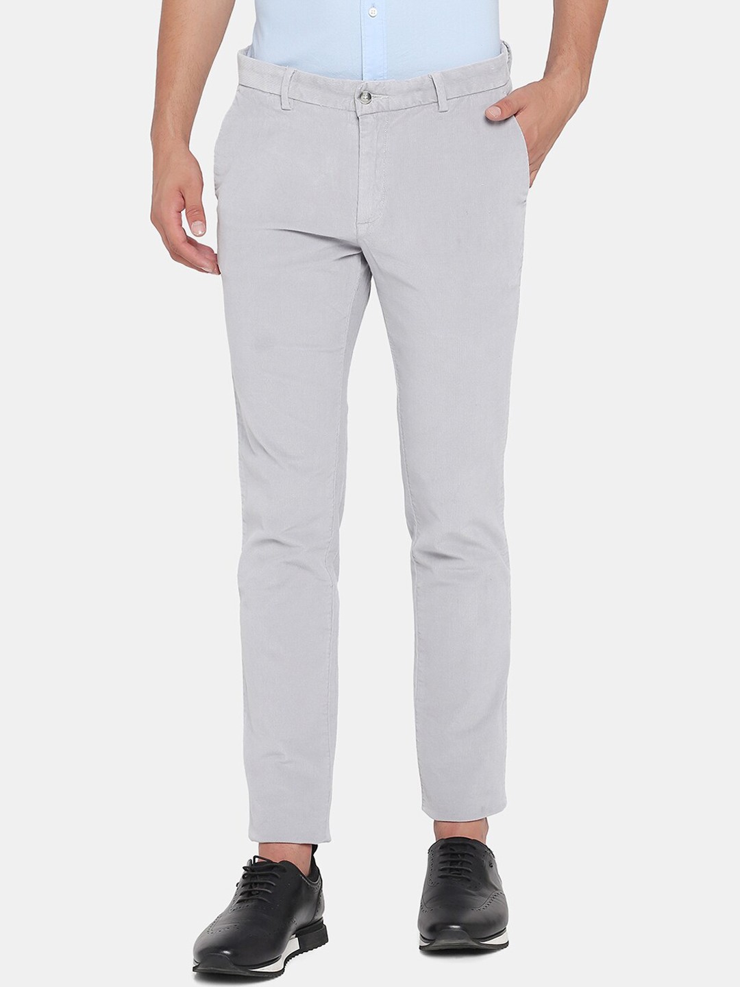 

Blackberrys Men Grey Slim Fit Low-Rise Trousers