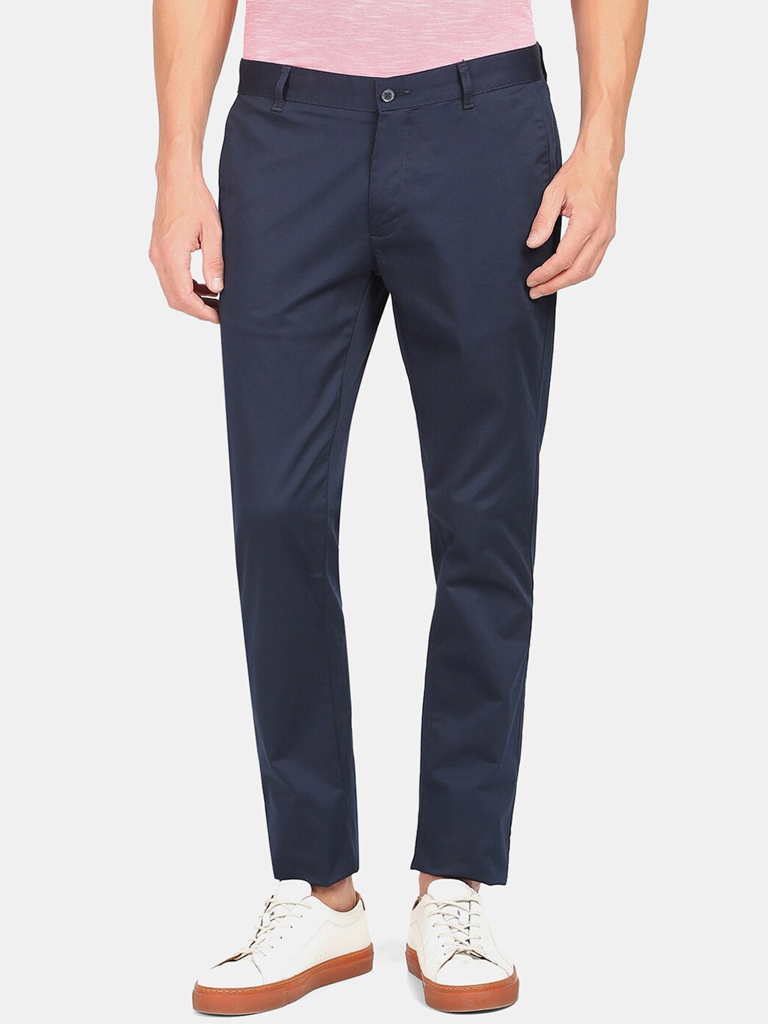 

Blackberrys Men Navy Blue Slim Fit Low-Rise Chinos Trousers