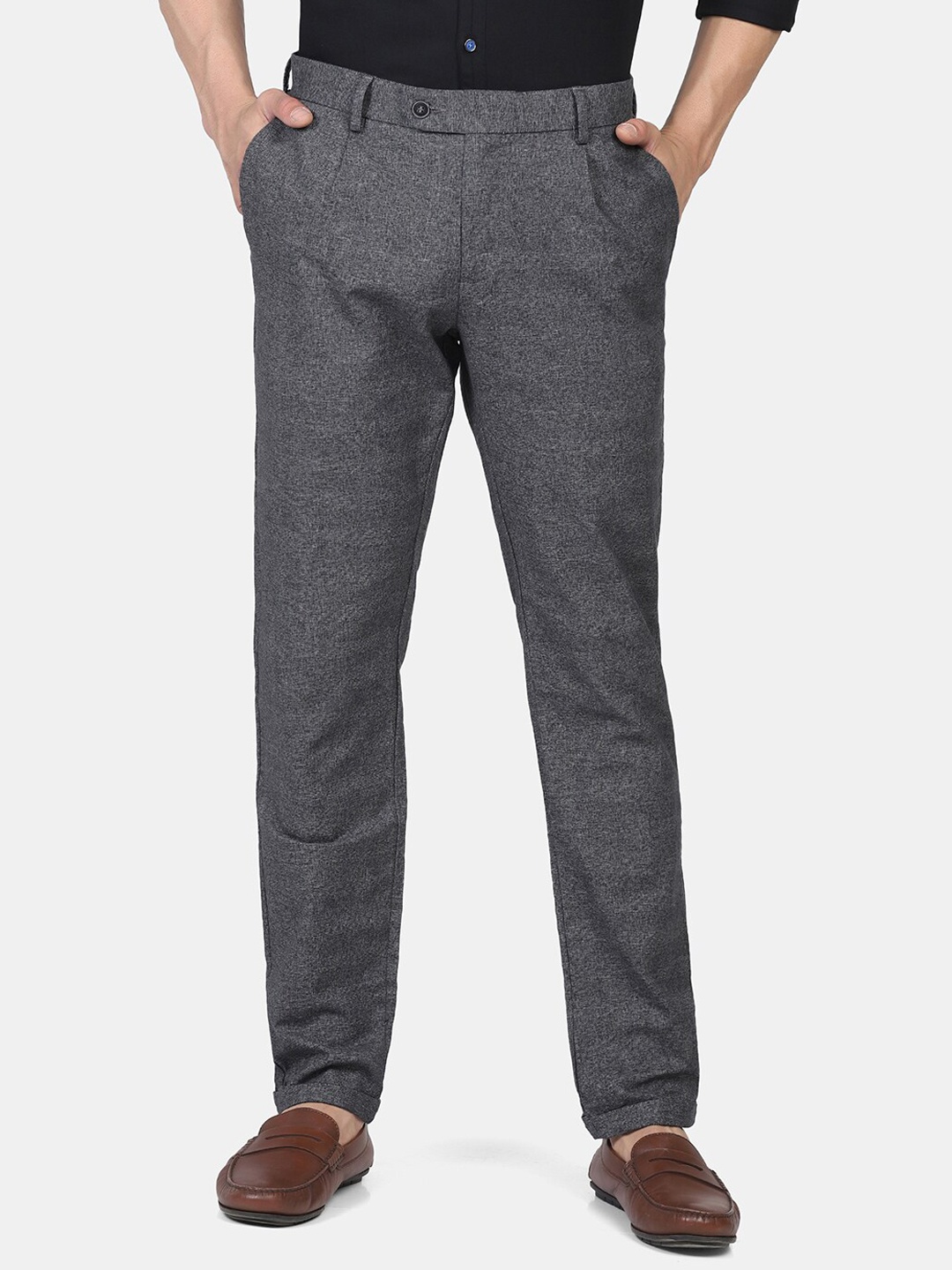 

Blackberrys Men Slim Fit Low-Rise Chinos Trousers, Charcoal