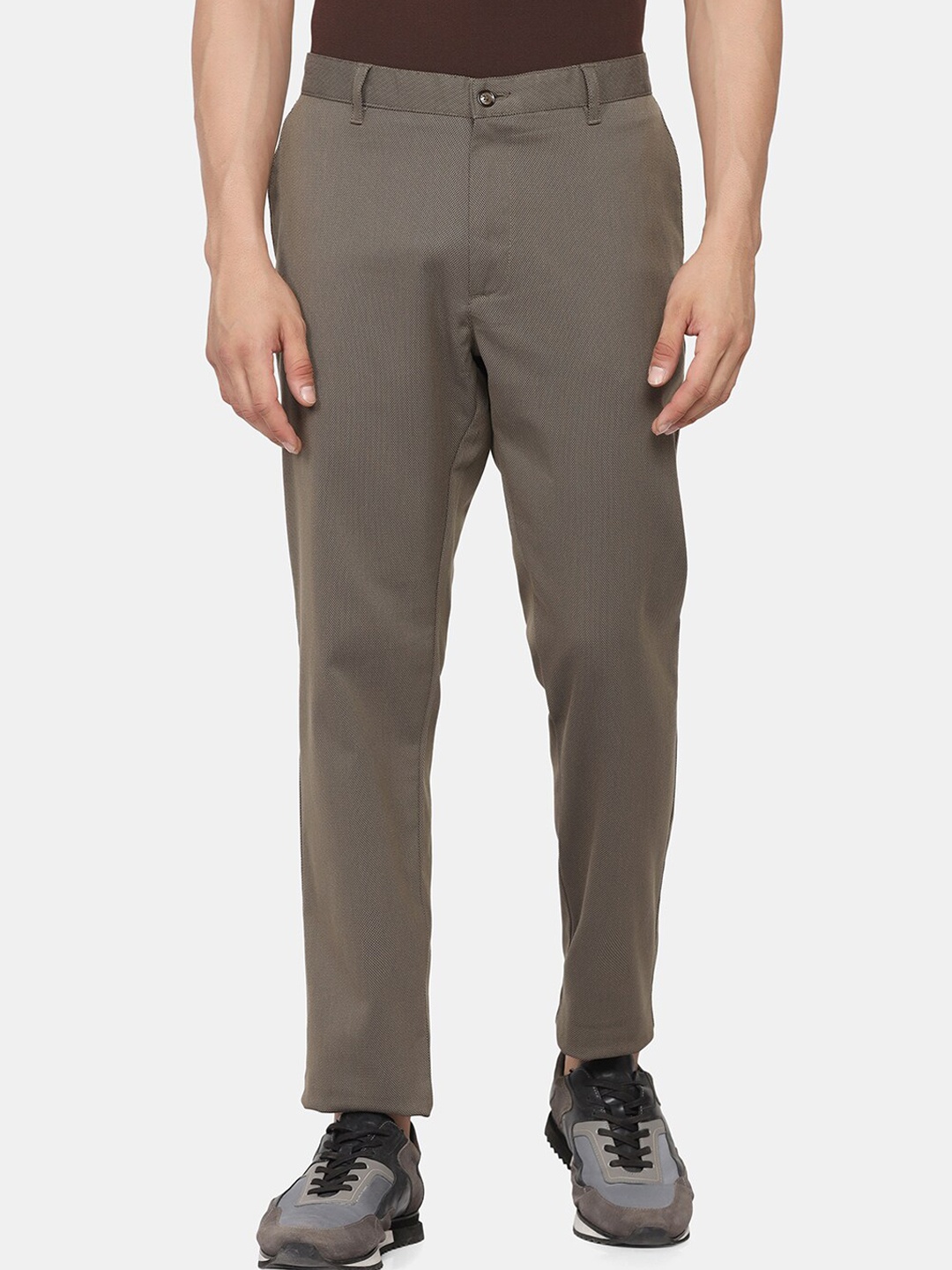 

Blackberrys Men Olive Green Low-Rise Trousers