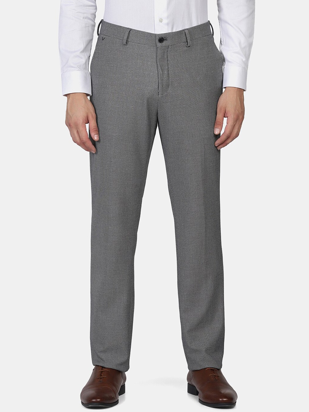 

Blackberrys Men Grey Solid Trousers
