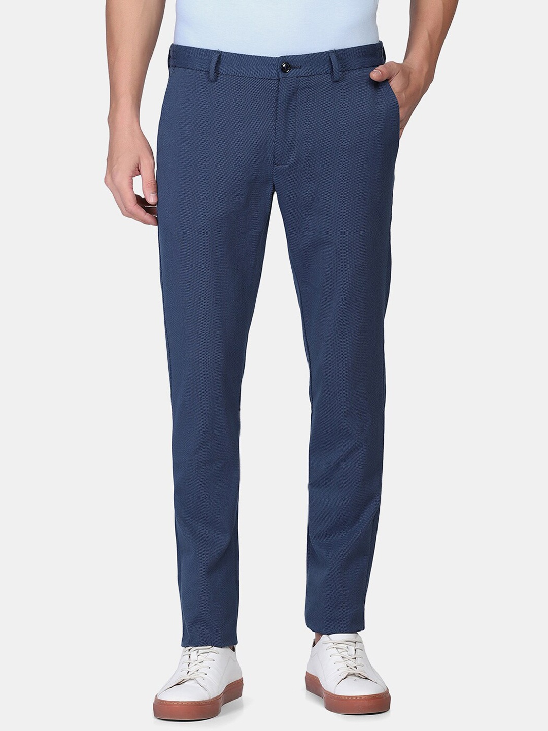 

Blackberrys Men Blue Slim Fit Low-Rise Trousers