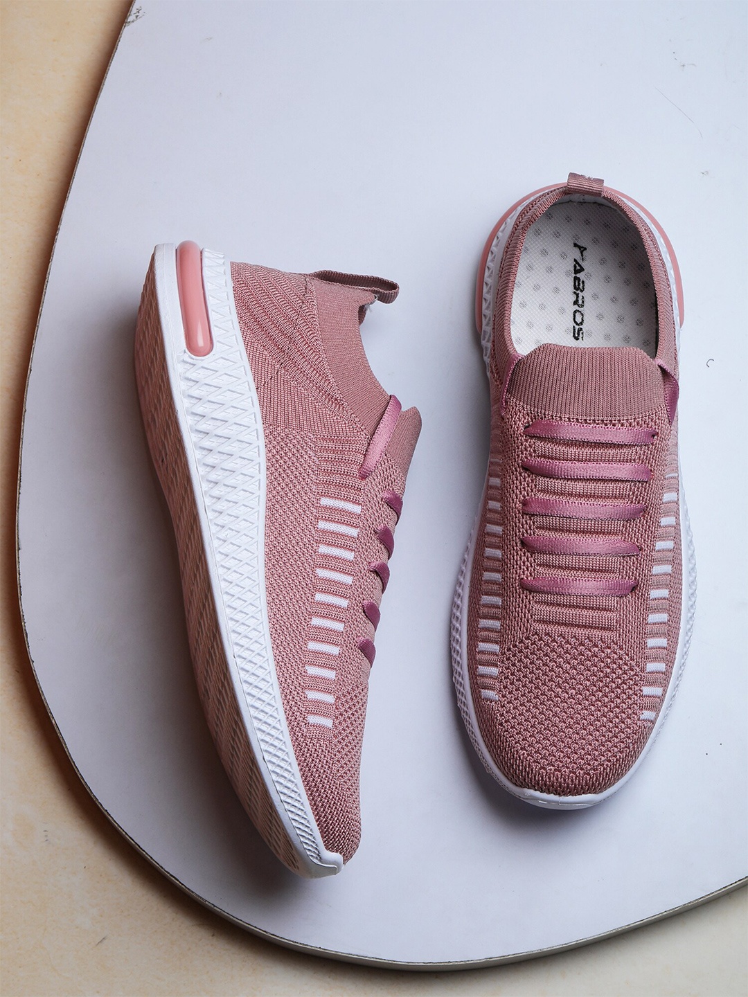 

ABROS Women Rose Gold Mesh Air Lace-Up Running Shoes
