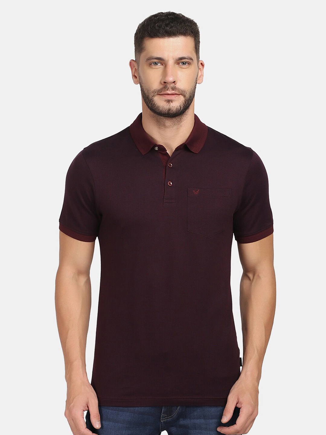 

Blackberrys Men Maroon Polo Collar T-shirt