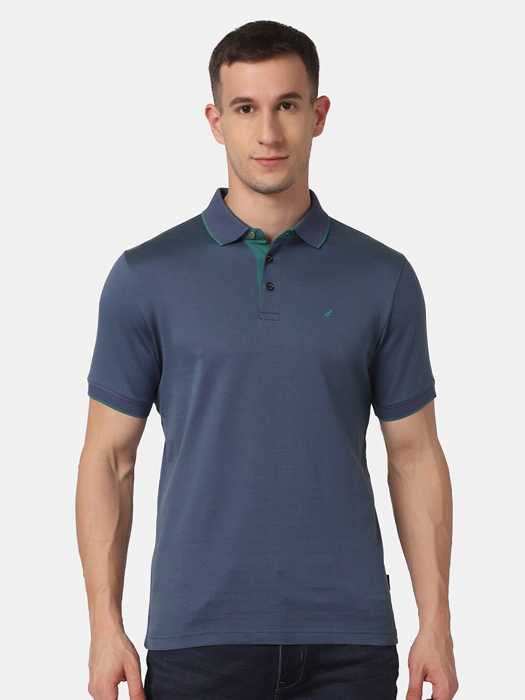 

Blackberrys Men Blue Polo Collar Cotton T-shirt