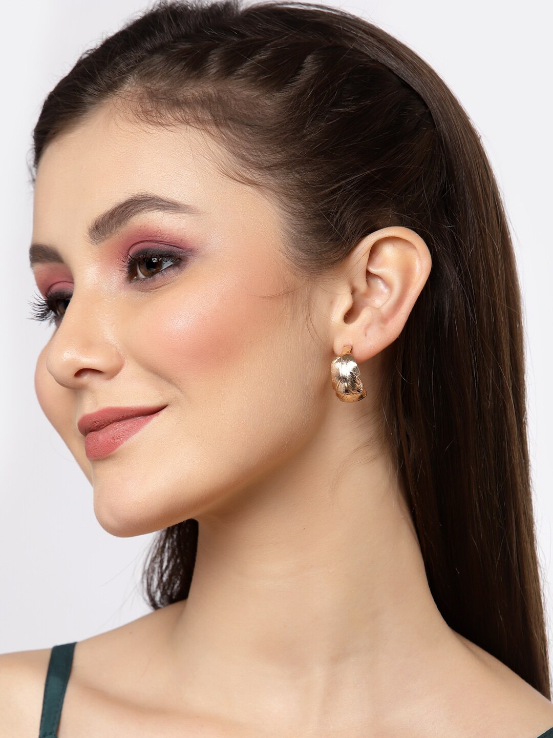 

Sanjog Gold-Plated Circular Half Hoop Earrings