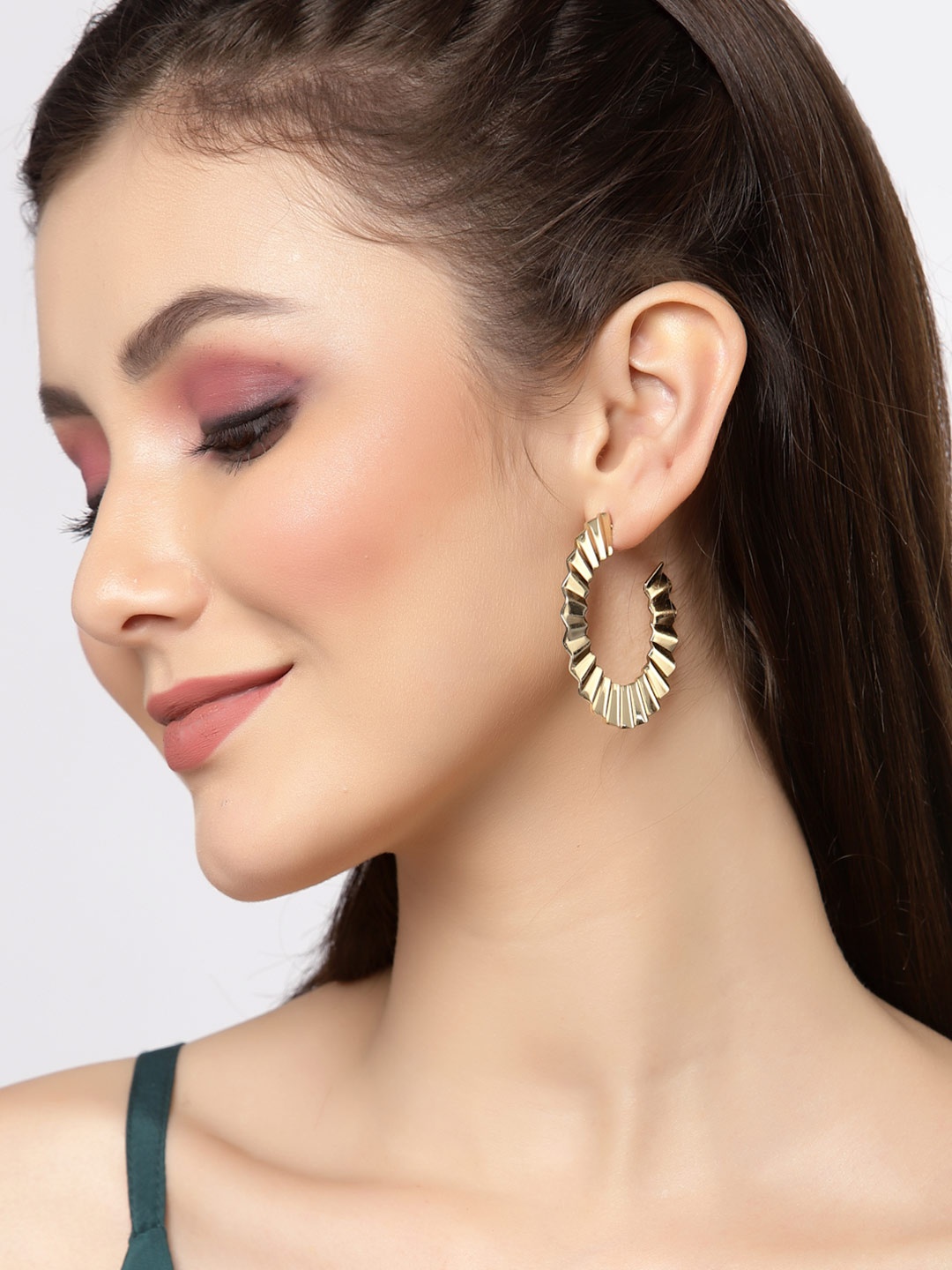 

Sanjog Gold-Plated Circular Half Hoop Earrings
