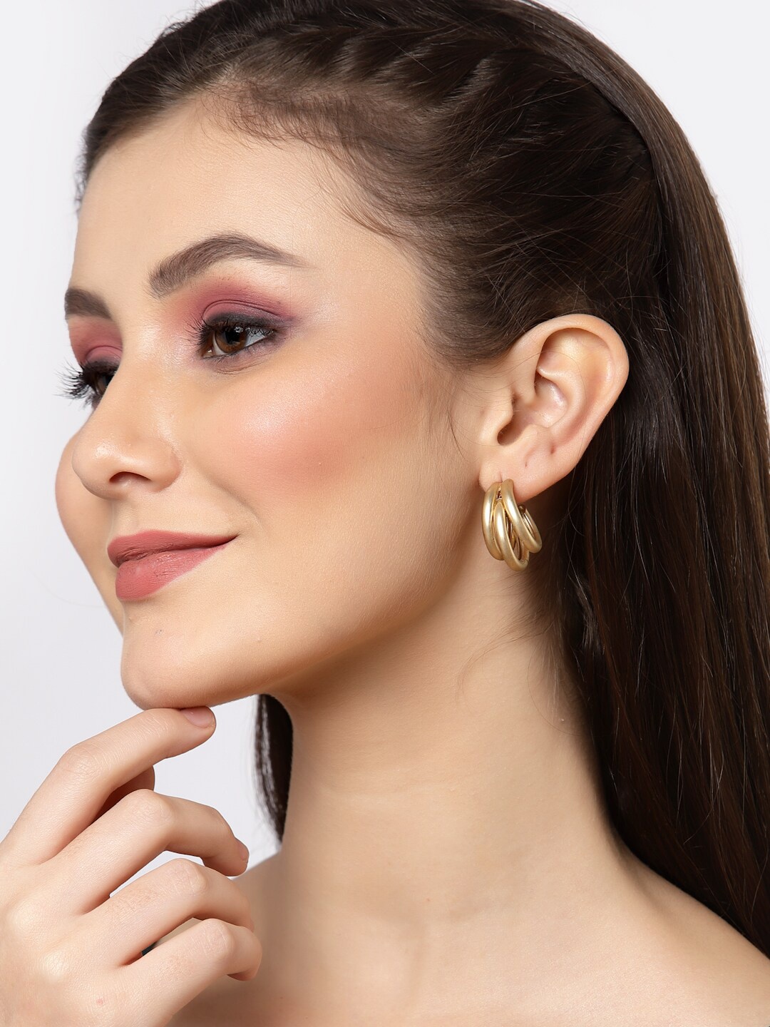 

Sanjog Gold-Plated Circular Half Hoop Earrings