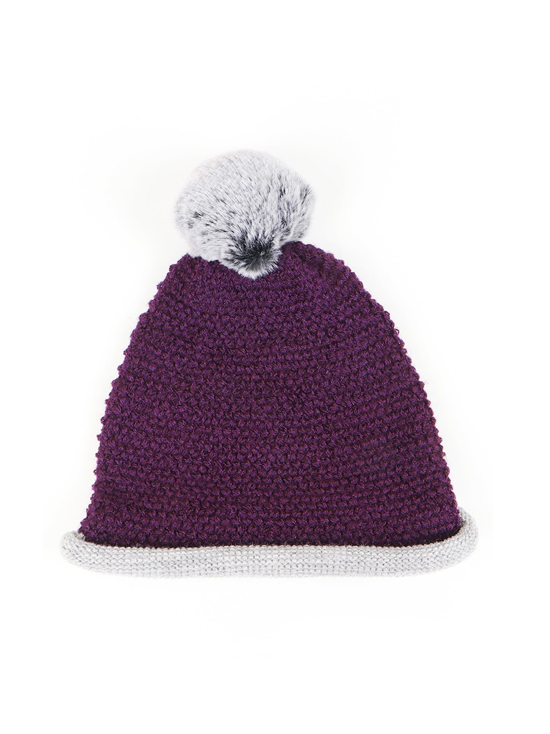 

Bharatasya Unisex Kids Purple & Grey Solid Solid Acrylic Beanie Cap