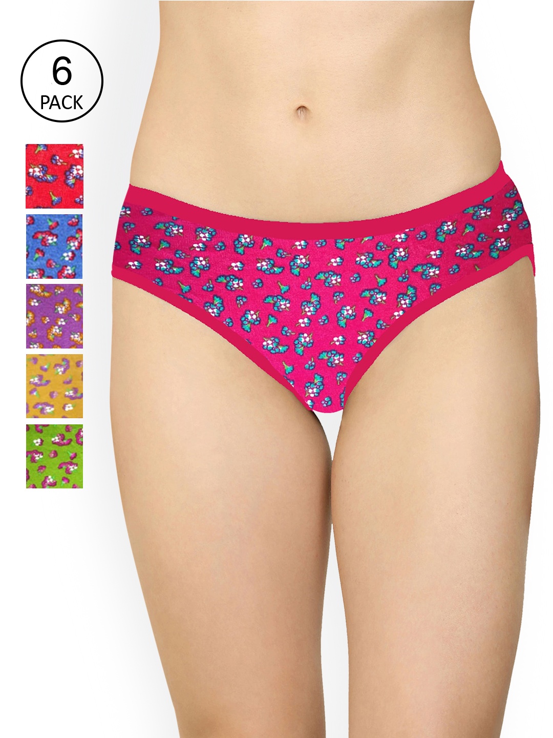 

AROUSY Women Pack of 6 Printed Cotton Hipsters Briefs, Red
