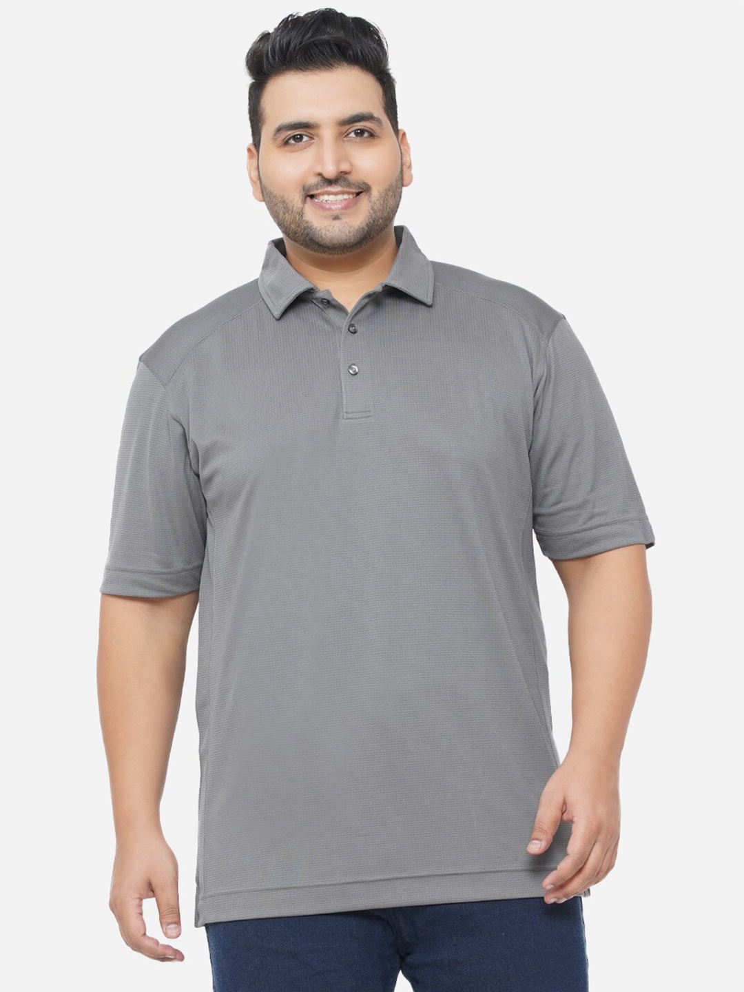 

Santonio Men Grey Polo Collar T-shirt