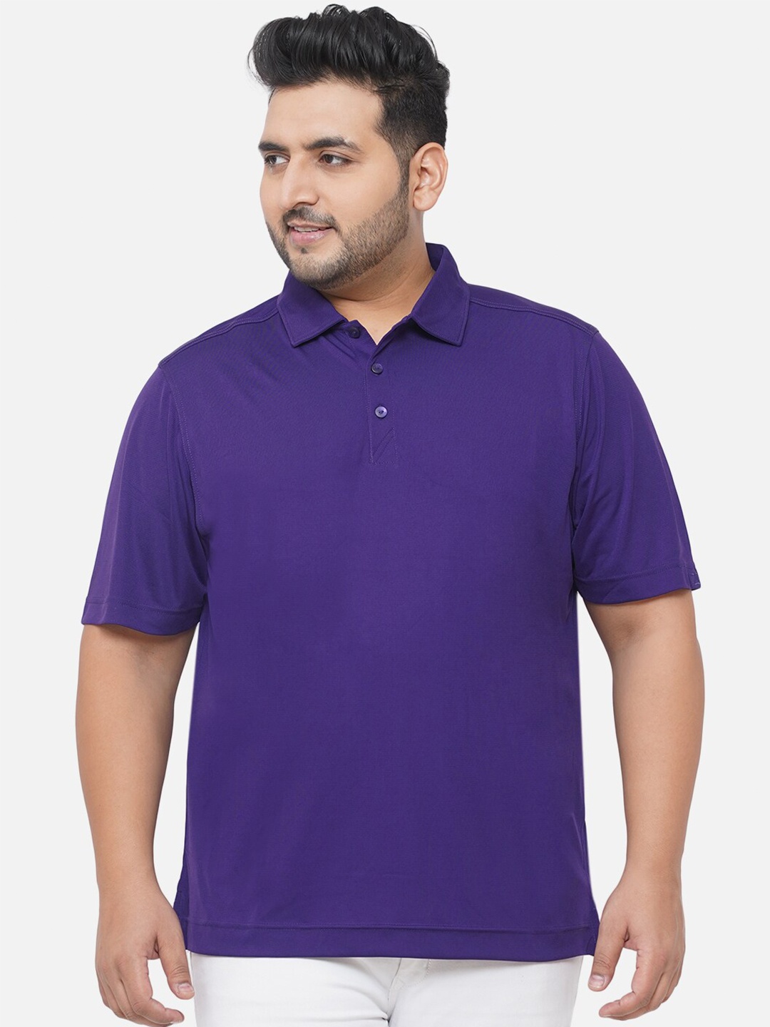 

Santonio Men Purple Polo Collar T-shirt