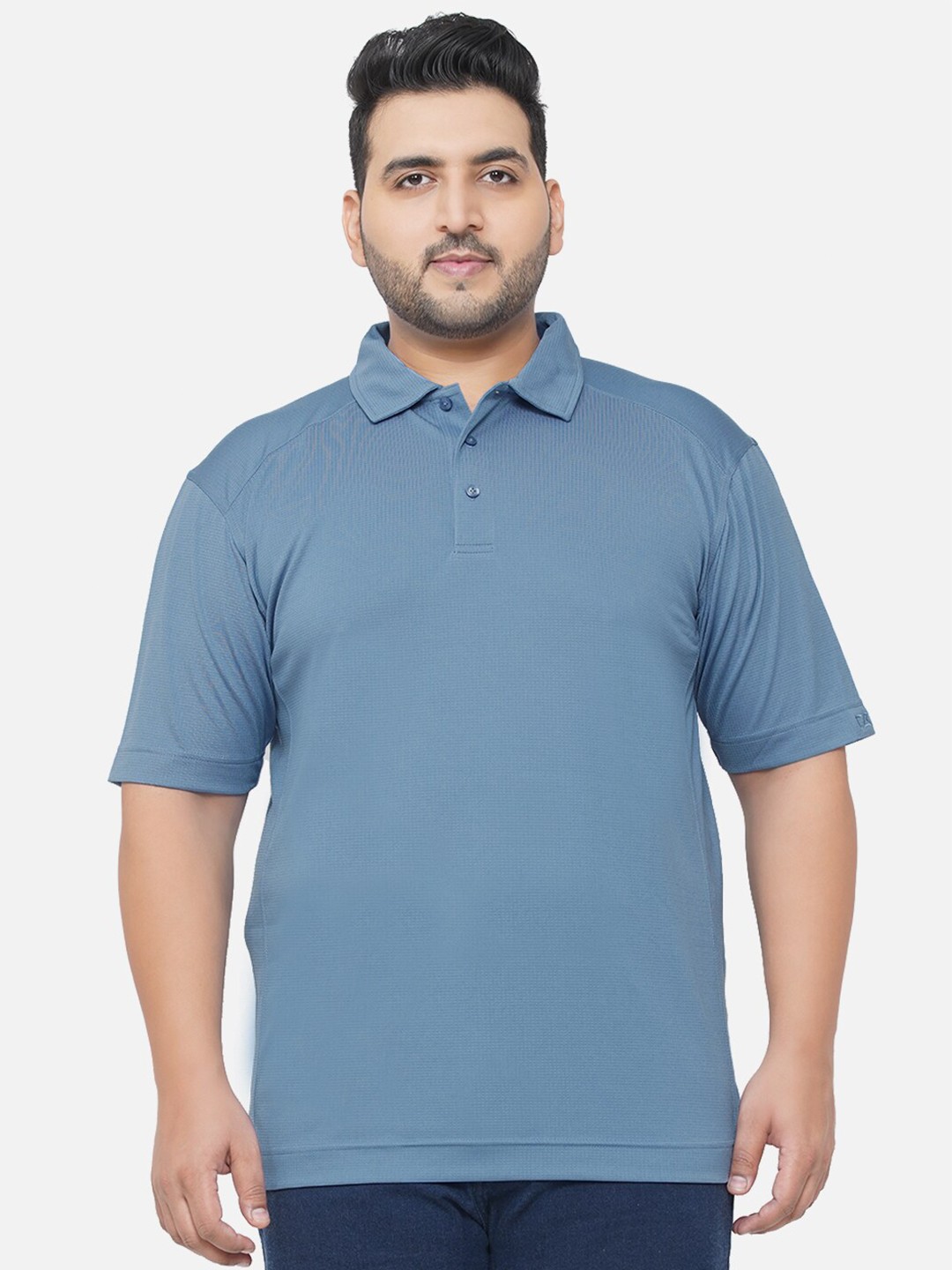 

Santonio Men Blue Polo Collar Plus Size T-shirt