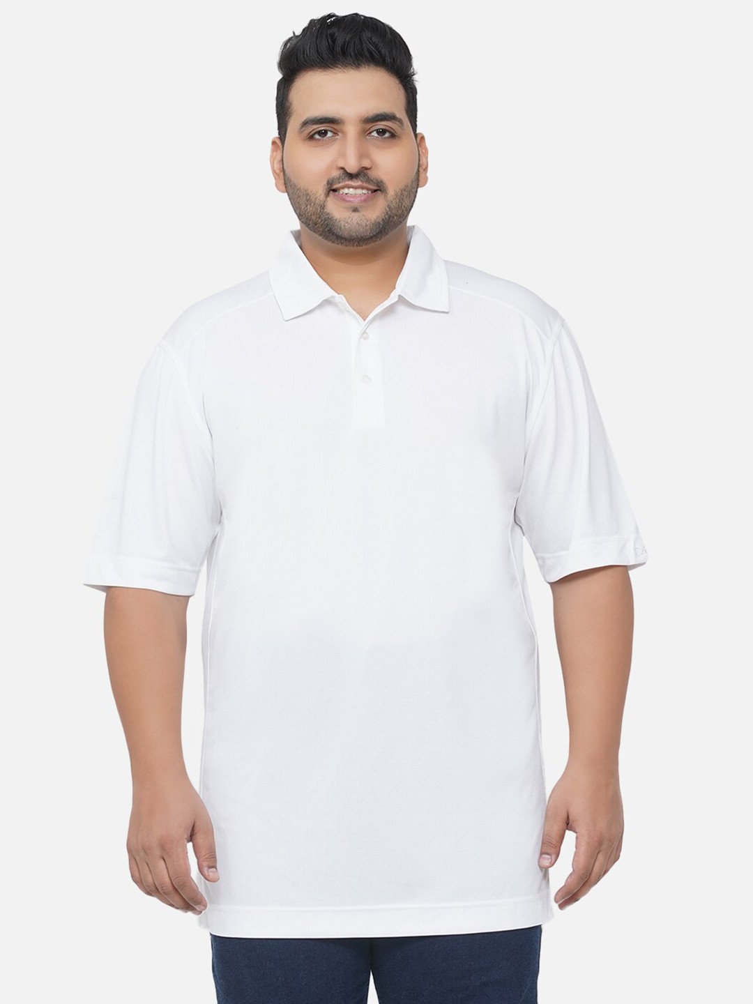 

Santonio Men Plus Size White Polo Collar T-shirt