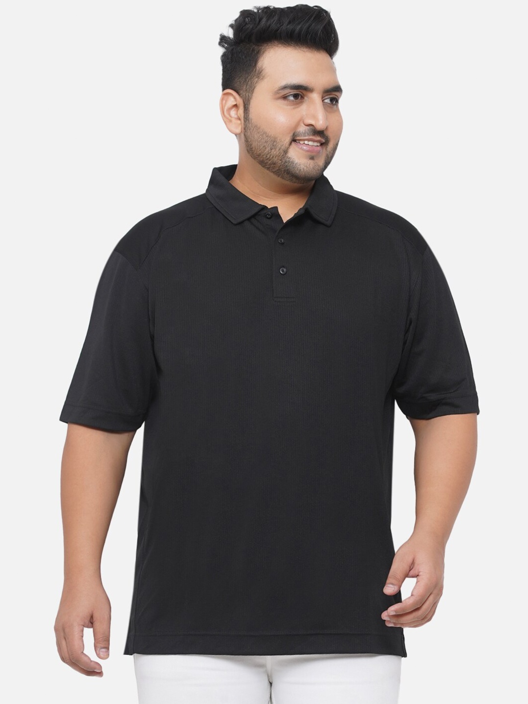 

Santonio Men Black Polo Collar T-shirt