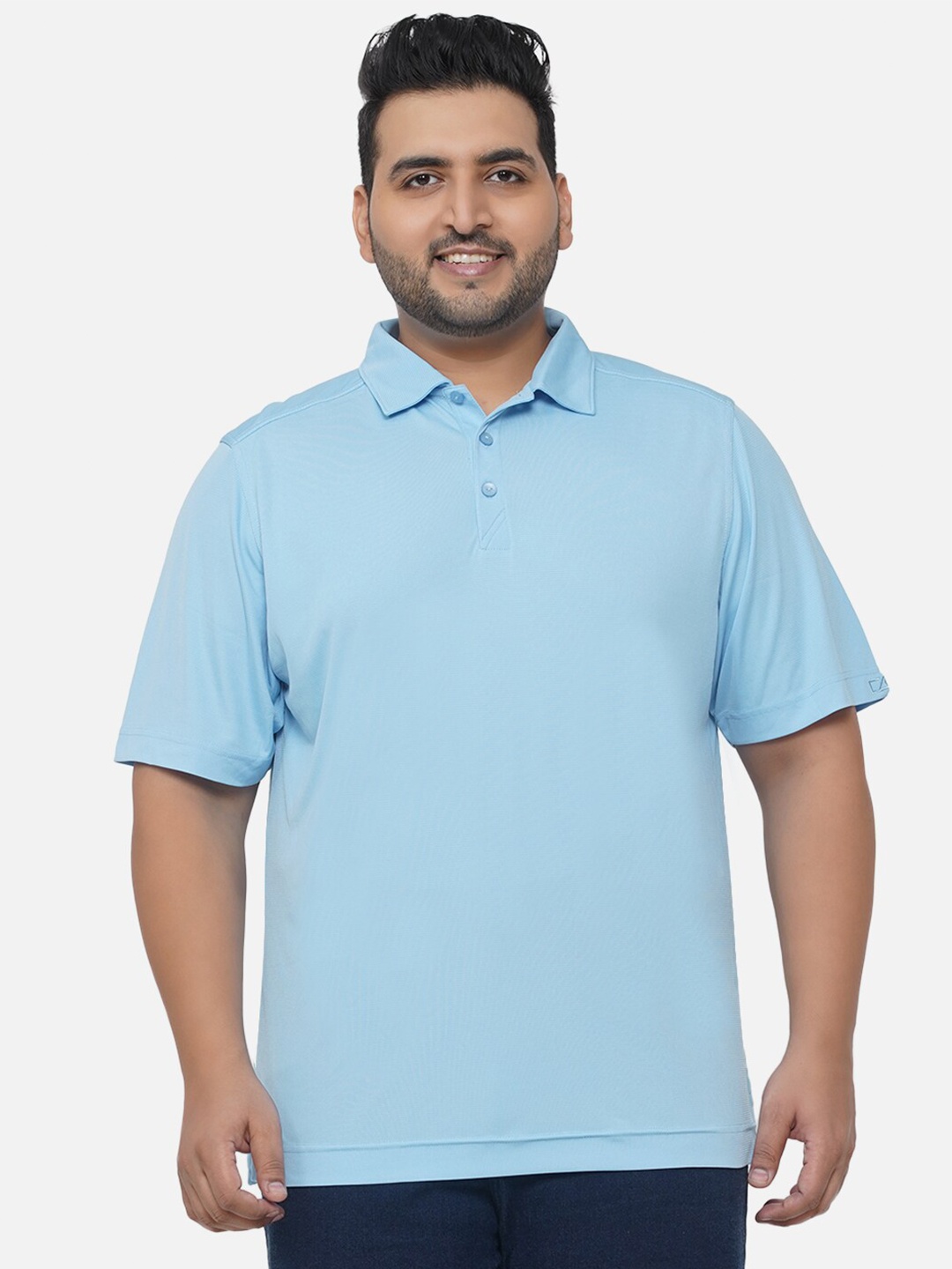 

Santonio Men Blue Polo Collar Polyester T-shirt