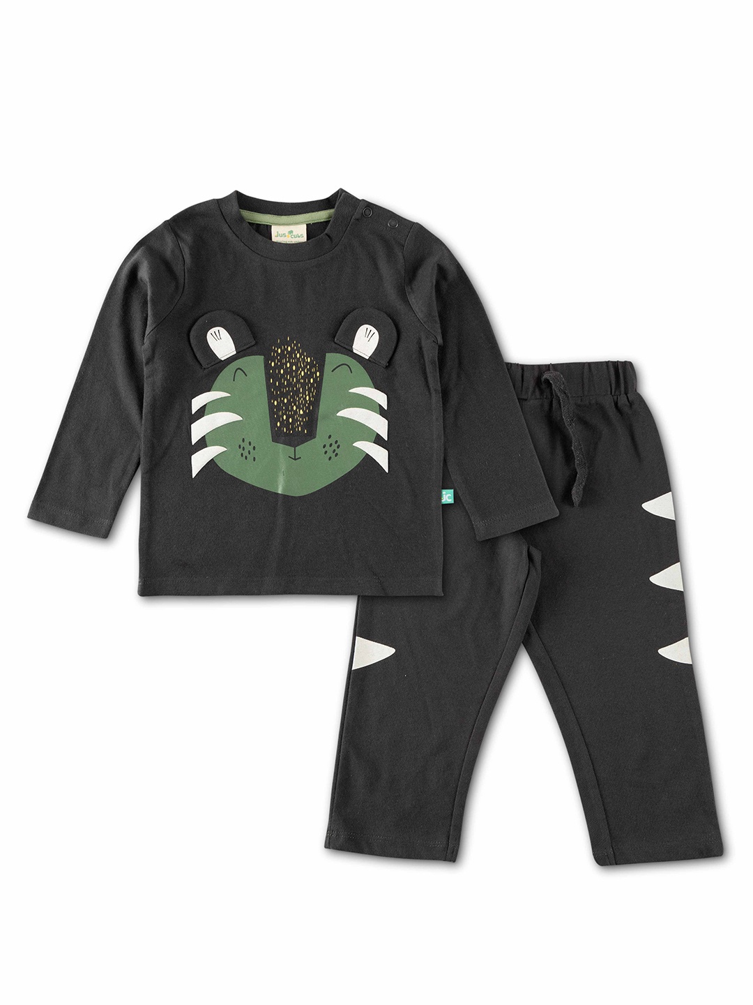 

JusCubs Boys Black & Green Printed Cotton T-shirt with Pyjamas