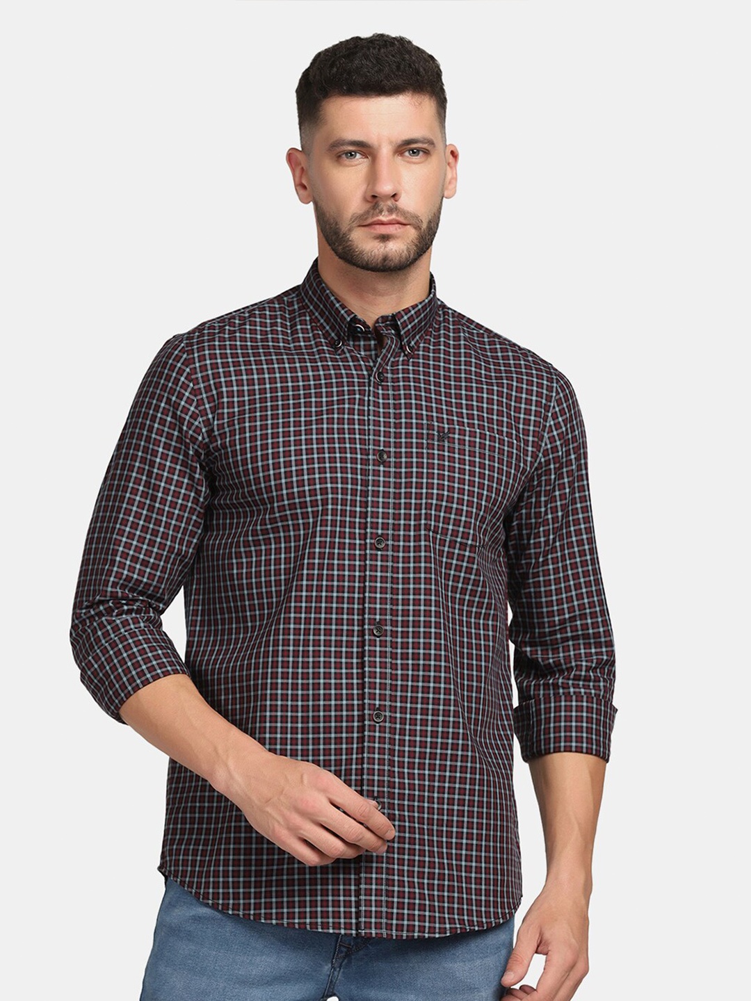 

Blackberrys Men Maroon Slim Fit Checked Casual Shirt