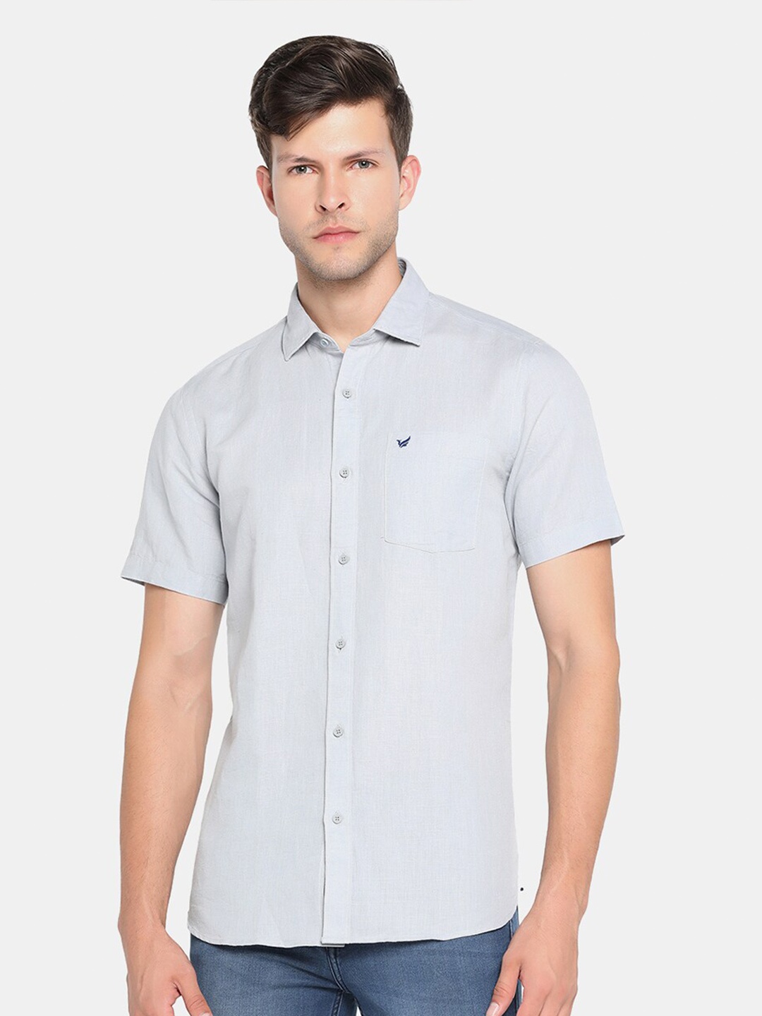 

Blackberrys Men Grey Solid Slim Fit Casual Shirt