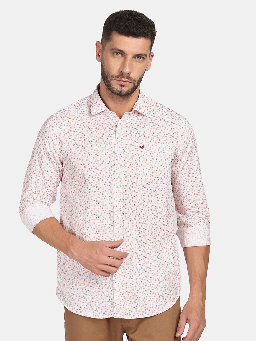 

Blackberrys Men Slim Fit Printed Pure Cotton Casual Shirt, White