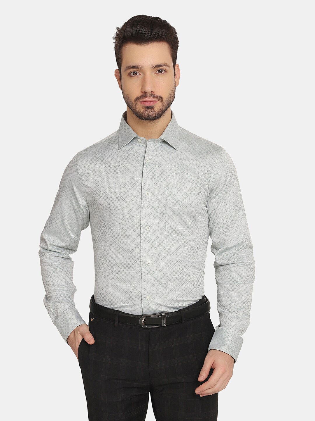 

Blackberrys Men Green Slim Fit Floral Formal Shirt