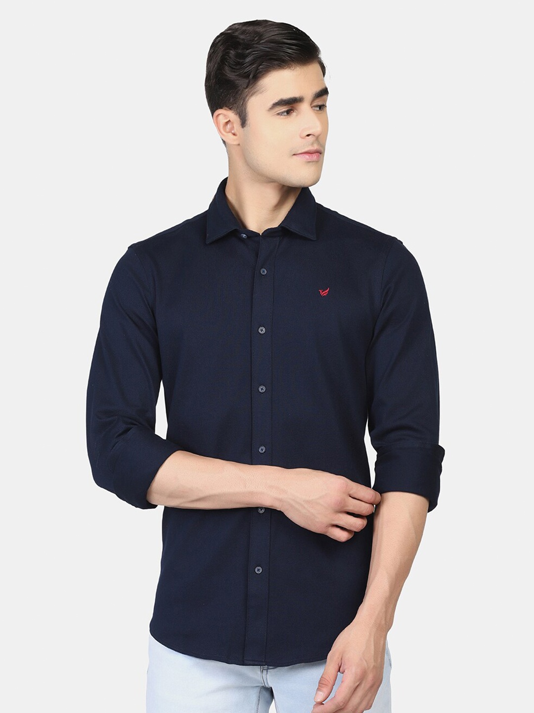 

Blackberrys Men Navy Blue Cotton Slim Fit Casual Shirt
