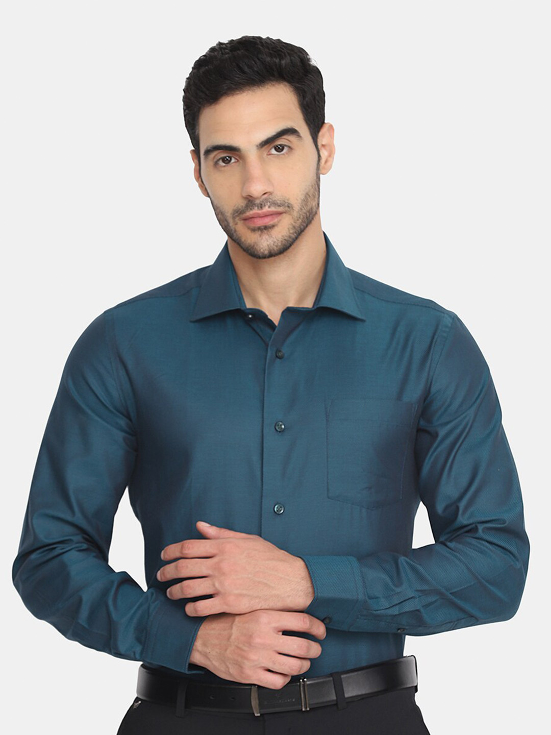 

Blackberrys Men Green Slim Fit Opaque Formal Shirt