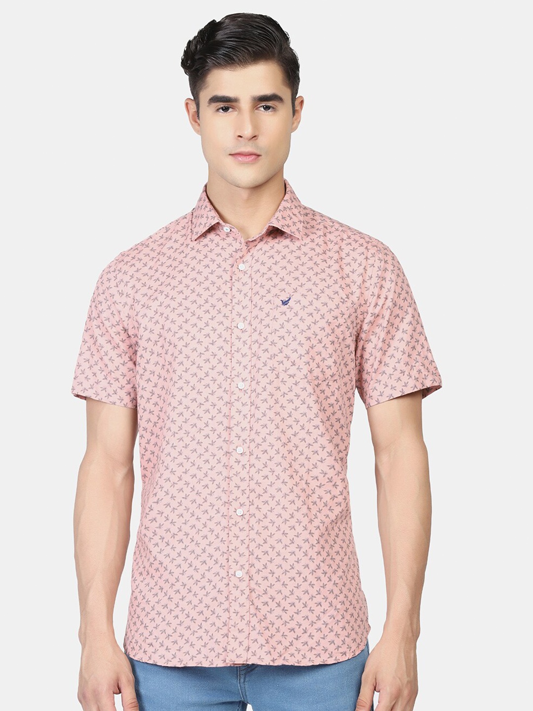 Blackberrys Men Slim Fit Opaque Printed Casual Shirt, Pink