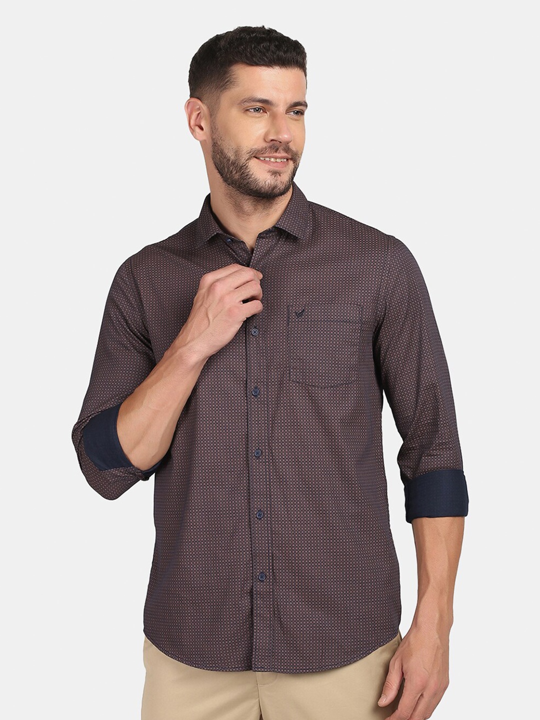 

Blackberrys Men Navy Blue Slim Fit Printed Casual Shirt