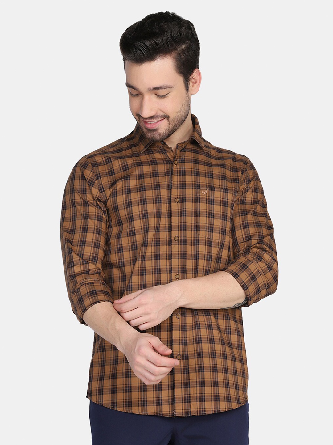 

Blackberrys Slim Fit Buffalo Checked Casual Shirt, Brown