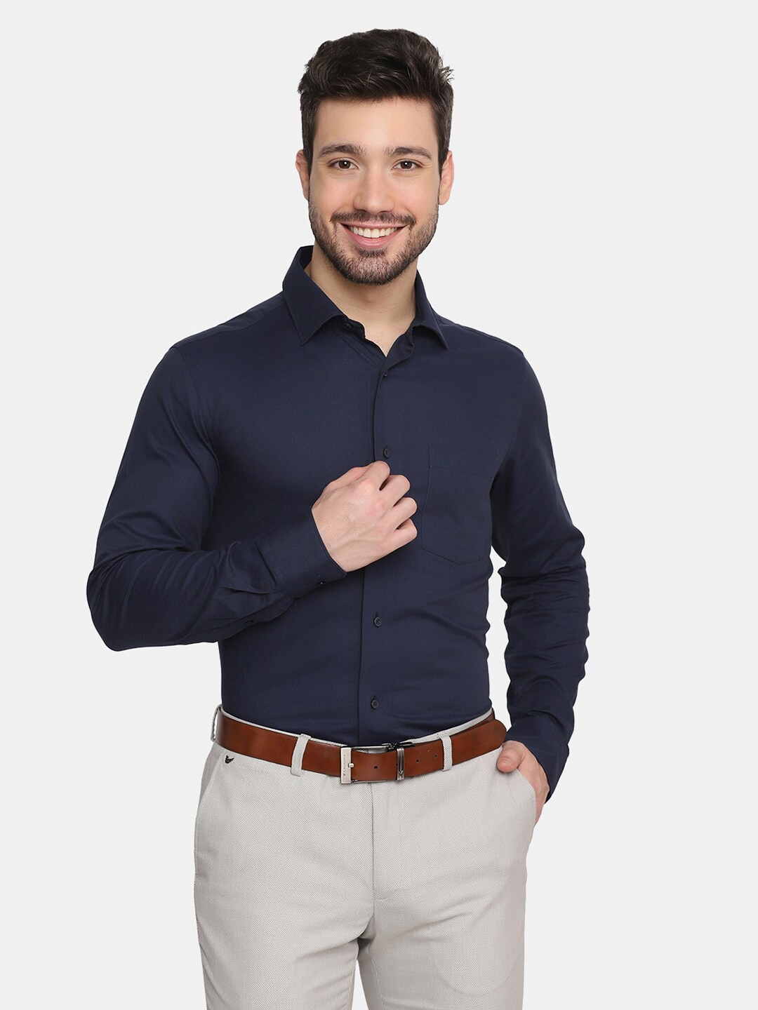 

Blackberrys Men Navy Blue Slim Fit Opaque Formal Shirt